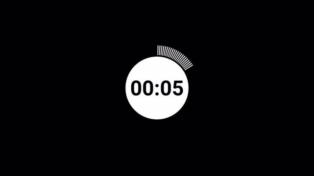 Thirty seconds countdown animation from 30 seconds to 0 seconds on a transparent background, Thirty second countdown timer with alpha channel, 30 second countdown.