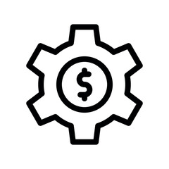 Gear Wheel with Dollar Sign Outline Graphic