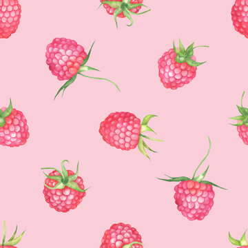 Seamless raspberry pattern pink