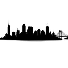 Obraz premium Silhouette of new york city skyline with bridge in the background