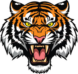 Angry tiger roar vector art isolated on white for tiger logo design