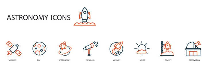 astronomy icons set outline and Flat Style,transparent background © sri