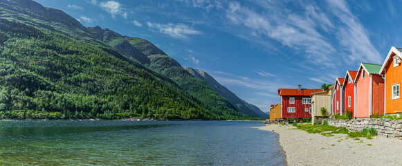 Historical Old houses in Sjøgata in Mosjøen, Northern Norway