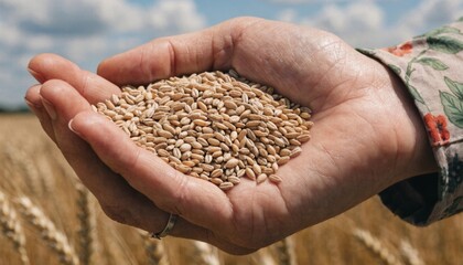 Hand Holding Harvested Wheat Grains &mdash; Agricultural Stewardship, Seed Integrity & Farm-to-Table Origin Story