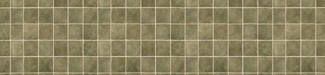 Sage Green Square Ceramic Tile Texture with Aged Stone Finish and Neutral Grout