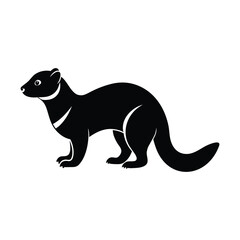 Fototapeta premium Black silhouette of a ferret standing