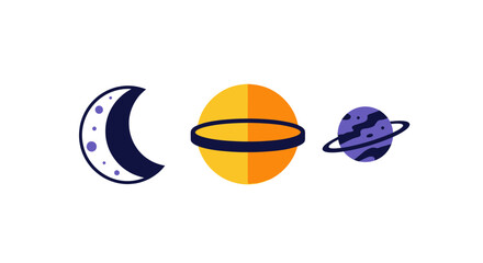 Crescent Moon and Planets Illustration. © Tukang