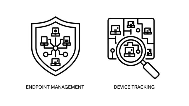 Endpoint management and device tracking icons, network security and it