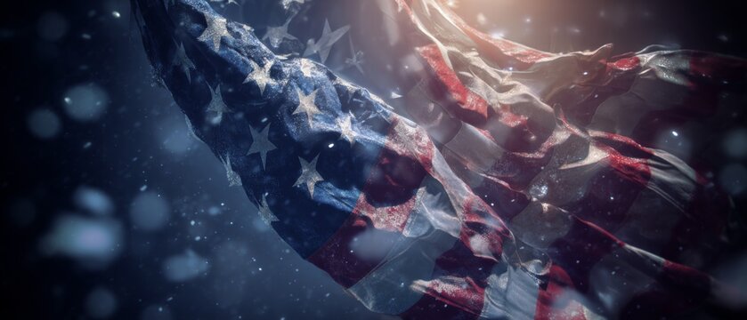 Contrasting flags of america and greenland in a distressed display. Advertising photo. Slightly altered usa flag aligns with greenland's identity. Promotional poster. Cinematic poster.