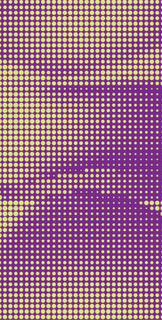 Vibrant purple and yellow halftone dot pattern creating a dynamic abstract background with a sense of retro graphic design