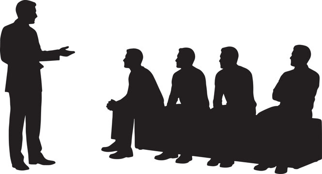 Black Solid Benefits Package Explanation Silhouettes Set of Six on White Background