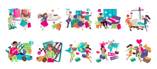 Fototapeta premium Travel Booking and Delivery Adventures Vector Illustration