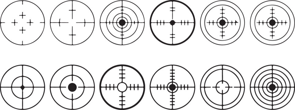 Weapon scope crosshair set vector targeting reticle sniper gun sight