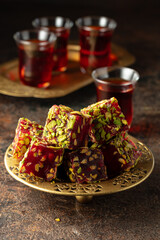 Traditional Turkish delights and black tea.