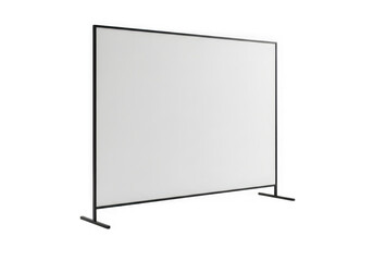 A large blank whiteboard on a stand