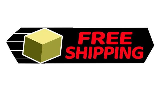 Loop animation of delivery box with free shipping for ecommerce promotion, bunner or social network, white background