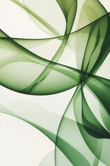 Obraz premium Elegant green ribbons swirl across a soft, light background