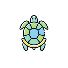 Obraz premium Colorful Cartoon Turtle Illustration.