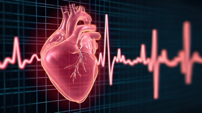 Medical illustration of arrhythmia, a condition characterized by irregular, fast, or slow heart rhythm due to abnormal electrical signals in the heart. Includes atrial fibrillation, tachycardia,