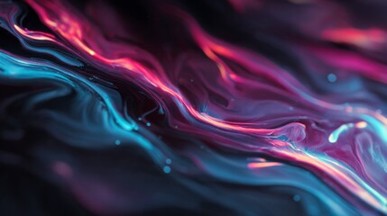 Obraz premium Abstract Fluid Art with Glowing Neon Streaks in a Dark Background