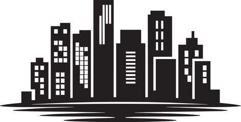 Obraz premium Stylized silhouette cityscape vector illustration urban background design