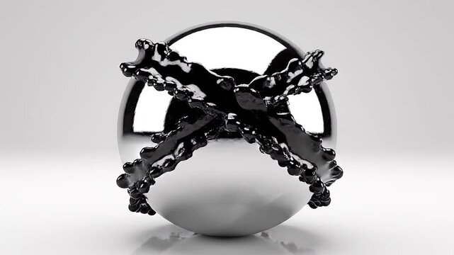 Swords crossed on metallic sphere object.