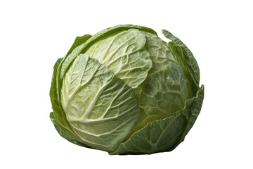 Fototapeta premium Whole green cabbage on transparent background presenting fresh organic vegetable food for healthy eating and vegetarian diets