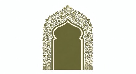 Fototapeta premium Ornate decorative archway with intricate botanical patterns, an elegant frame for invitations, banners, and cultural design templates