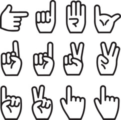 Obraz premium Minimalist Hand set Semaphore Collection silhouette 