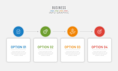 Fototapeta premium Modern Business Process Timeline Infographic With Four Step Workflow Diagram