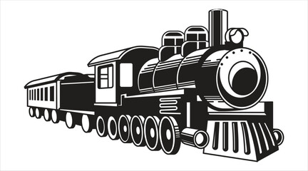Old steam locomotive train black and white illustration © MD ABDUL MOMIN