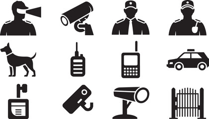 Black and white of police equipment and personnel security surveillance © Sabbir Art Express