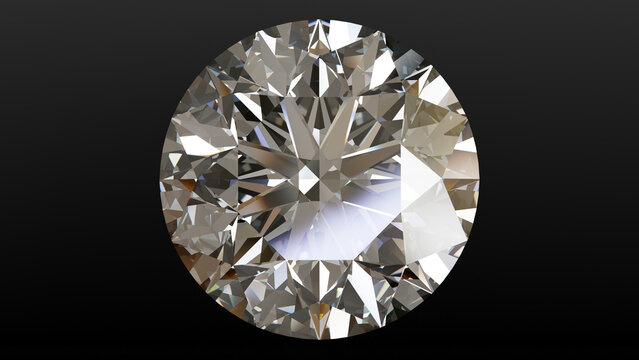 Round Brilliant White Diamond on Black Gradient, Crisp round-cut white diamond with sharp facets and high sparkle. Ideal for luxury branding, ads, and fine jewelry visuals.