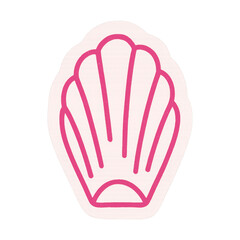 Obraz premium PNG Pink seashell line art illustration.