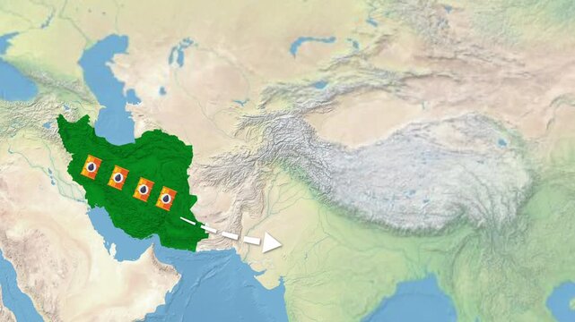Iran to China Oil Export Route Map Animation &ndash; Global Energy Trade Concept