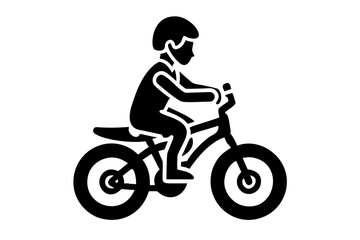 Naklejka premium child riding bicycle playful silhouette illustration for childhood and outdoor activity design