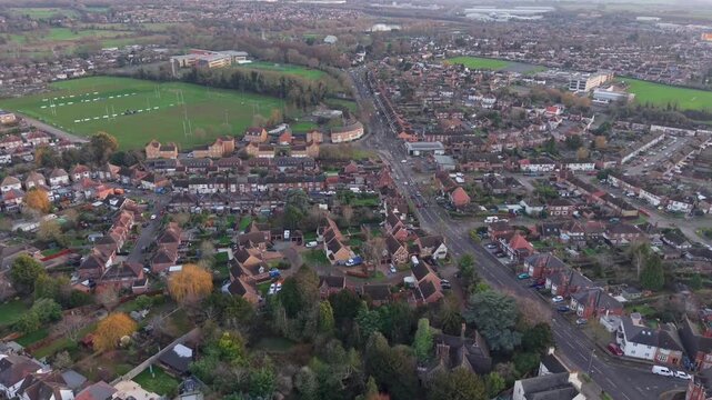 Aerial View over the town of Kettering Northamptonshire 