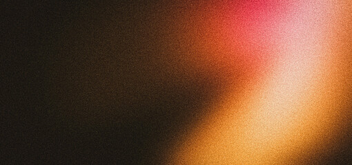 Plakat Grainy gradient background, orange red pink noise texture blur on dark backdrop, smooth glowing vibrant header, poster, wallpaper, banner design