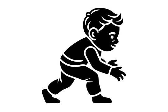 toddler walking first steps child silhouette illustration for parenting and family design