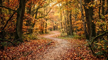 Obraz premium Park path autumn leaves sunlight