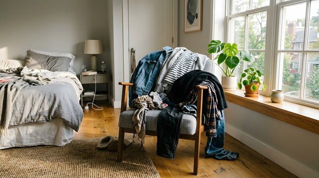 Pile of clothes on chair
