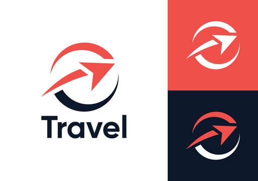 plane with globe logo. travel transportation icon vector design