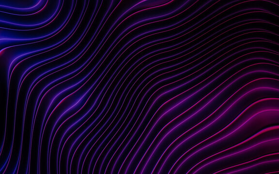 Dynamic abstract background of undulating parallel lines in vibrant neon purple and electric blue, creating a sense of energy and fluid motion