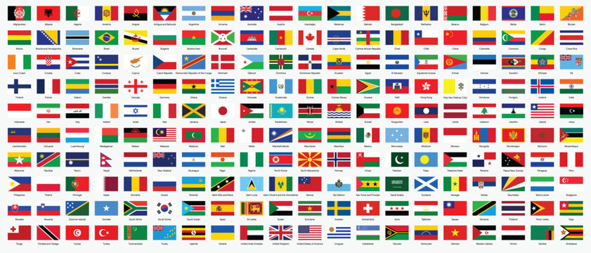 Rectangle world national flags vector illustration