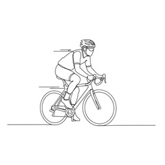 Naklejka premium Cyclist Riding Mountain Bike Downhill.