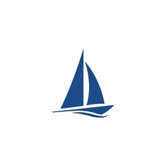 Fototapeta premium Blue Sailboat Icon Simple Design Illustration.