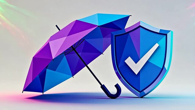 Protective umbrella and shield icon