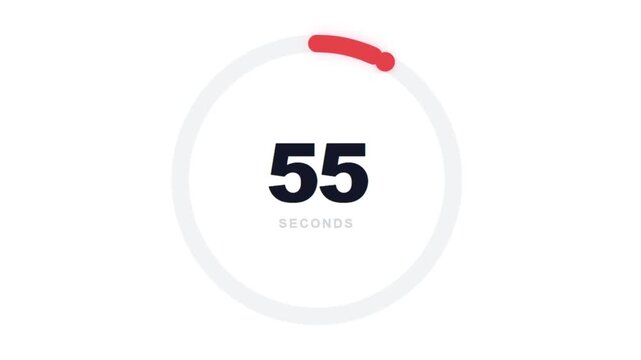 Bold 60-Second Digital Countdown Timer with a Thick Red Circular Progress Ring and a Final Ten-Second Color Change