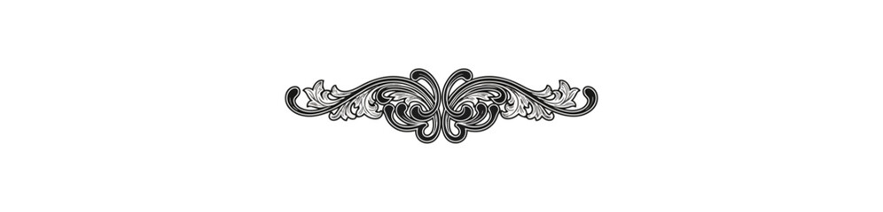 Fototapeta premium Ornamental floral design on black background decorative element