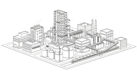 Detailed Architectural Blueprint of City Buildings.